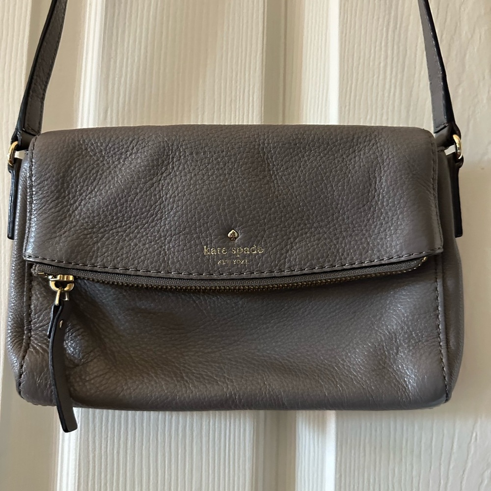 kate spade Pebbled Leather Crossbody in Charcoal Gray